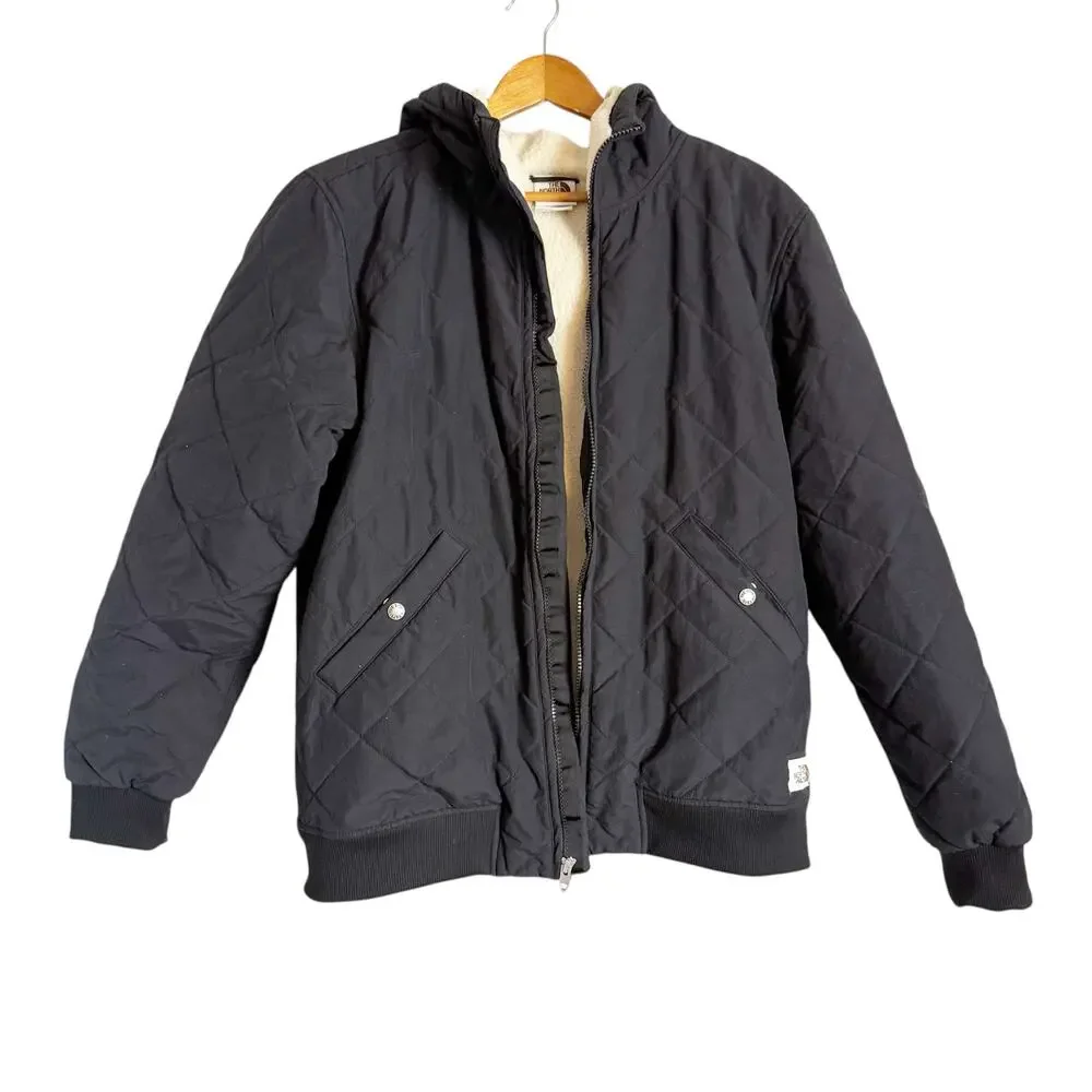 The North Face Black Cuchillo Insulated Fleece Lined Quilted Full Zip Hoodie M